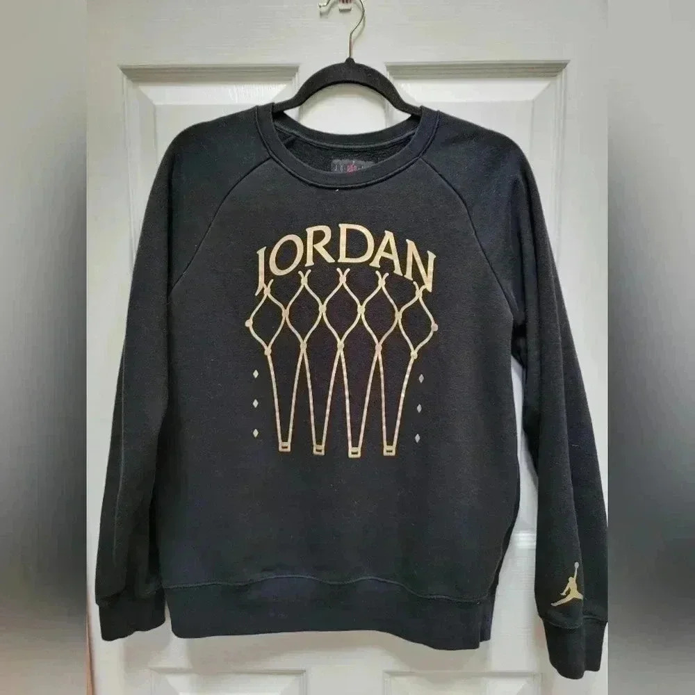 Micheal Jordan Mens Fleece Round Neck Black Sweatshirt Size XL